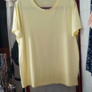 Lands End Casual Yellow Relaxed Fit Short Sleeve Top shirt Sz L